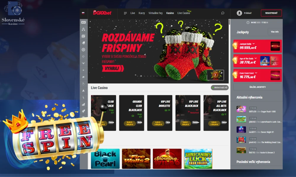 DOXXBet dnešné roztočenia zadarmo