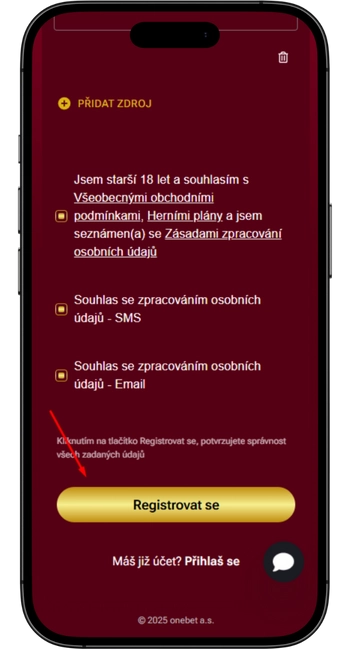 Dokonči kasína registráciu