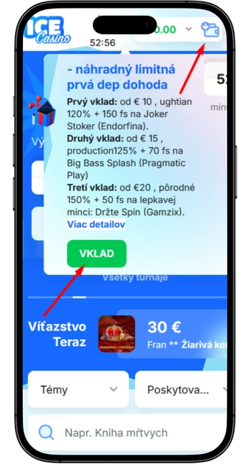 Otvorte sekciu vkladu
